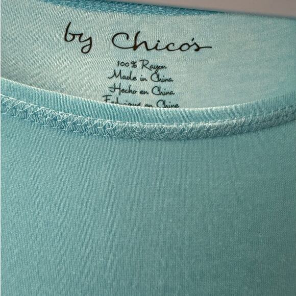 NEW Chico's Short Sleeve Tunic Top Knit Aqua with Tags Size 1 Medium Lightweight - Picture 5 of 5